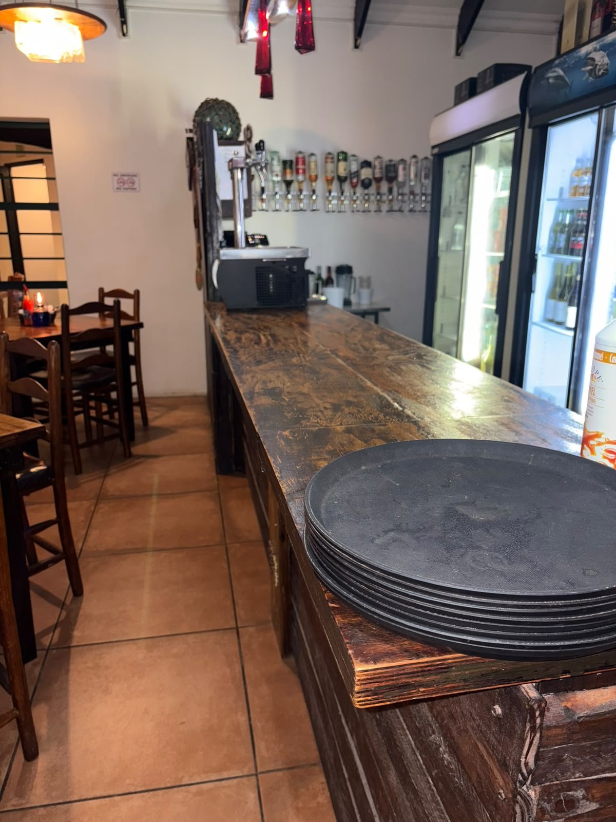 Handmade bar counter, built from reclaimed wood