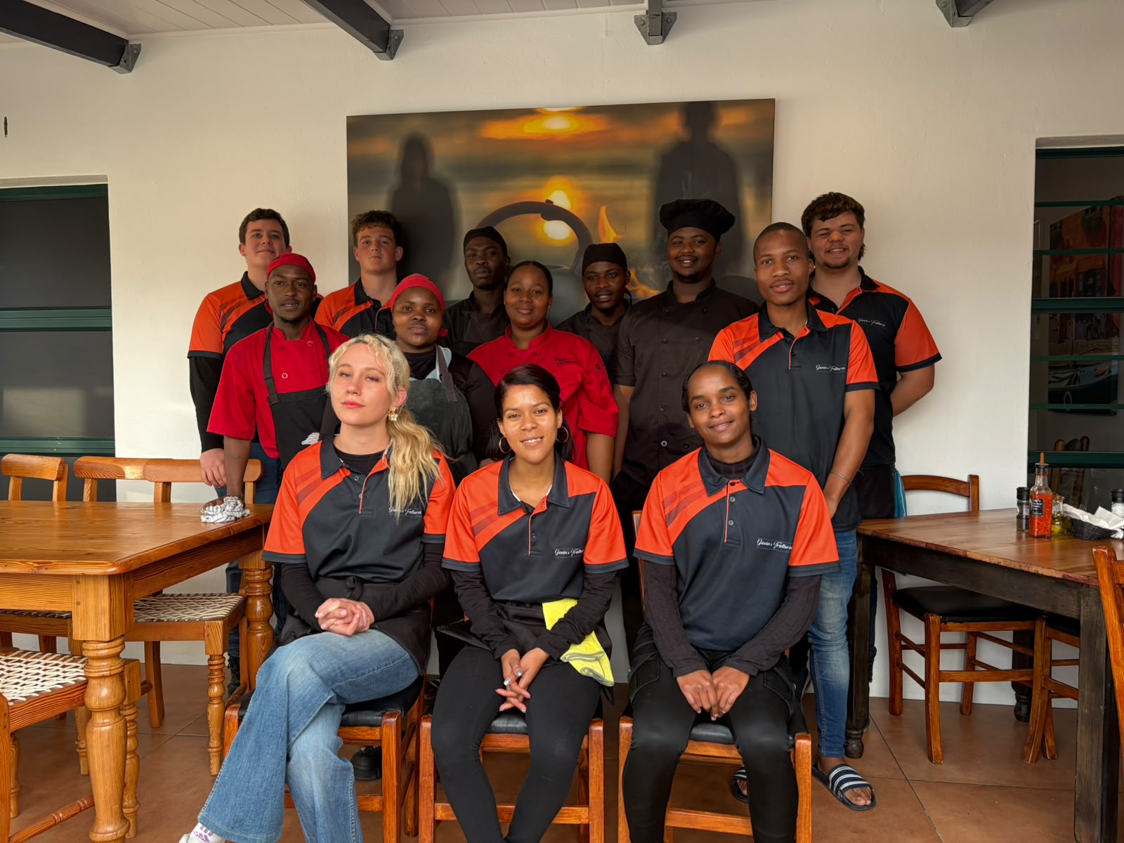The Gavin's Trattoria team, front and back of house, together in the dining room